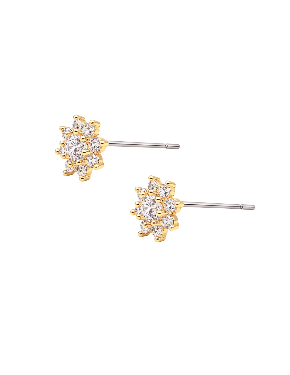 Broqueles de flor flor pavé de metal con acabado liso pavé zirconia 2