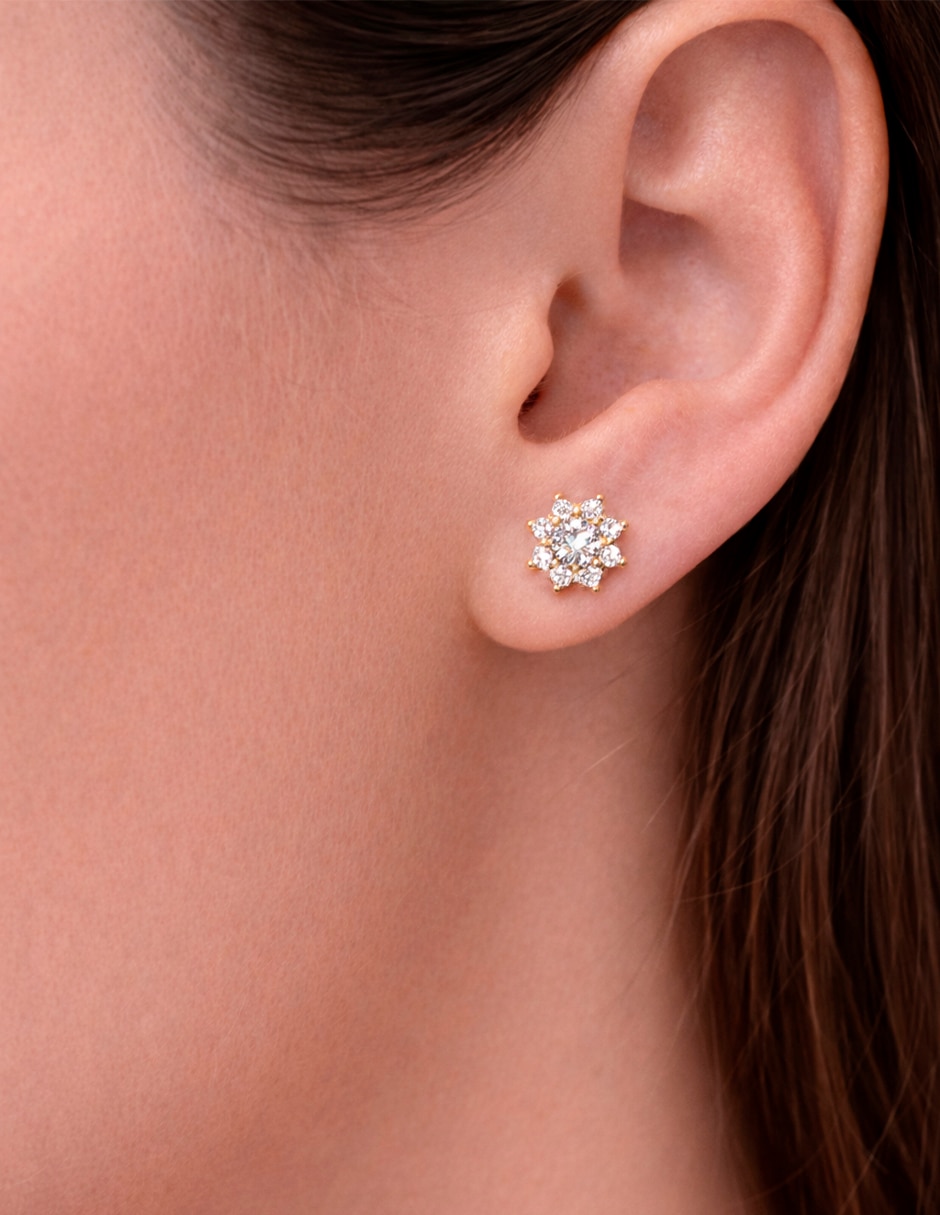 Broqueles de flor flor pavé de metal con acabado liso pavé zirconia 3