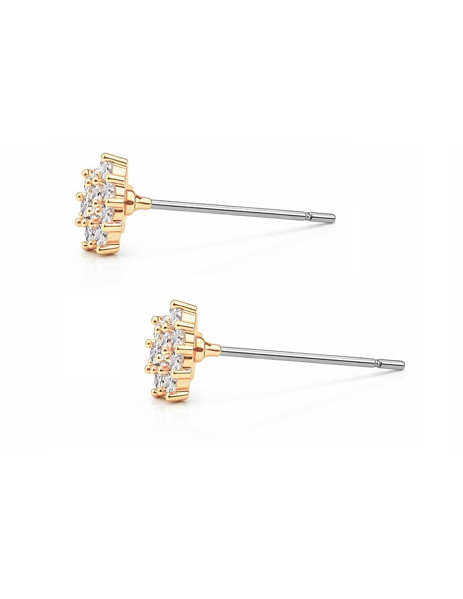 Broqueles de flor flor pavé de metal con acabado liso pavé zirconia 4