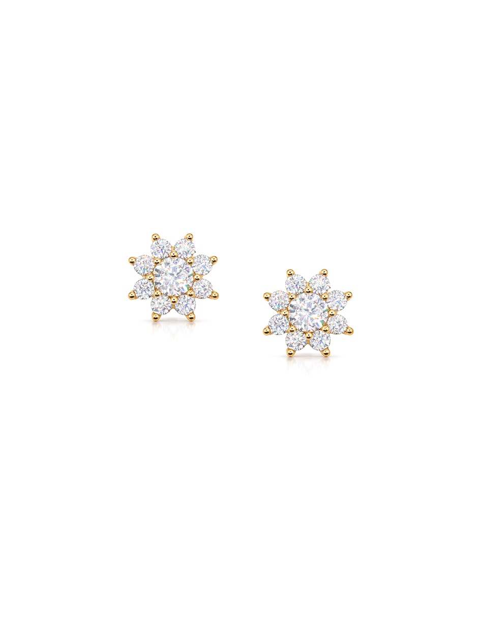 Broqueles de flor flor pavé de metal con acabado liso pavé zirconia Broqueles de flor flor pavé de metal con acabado liso pavé zirconia