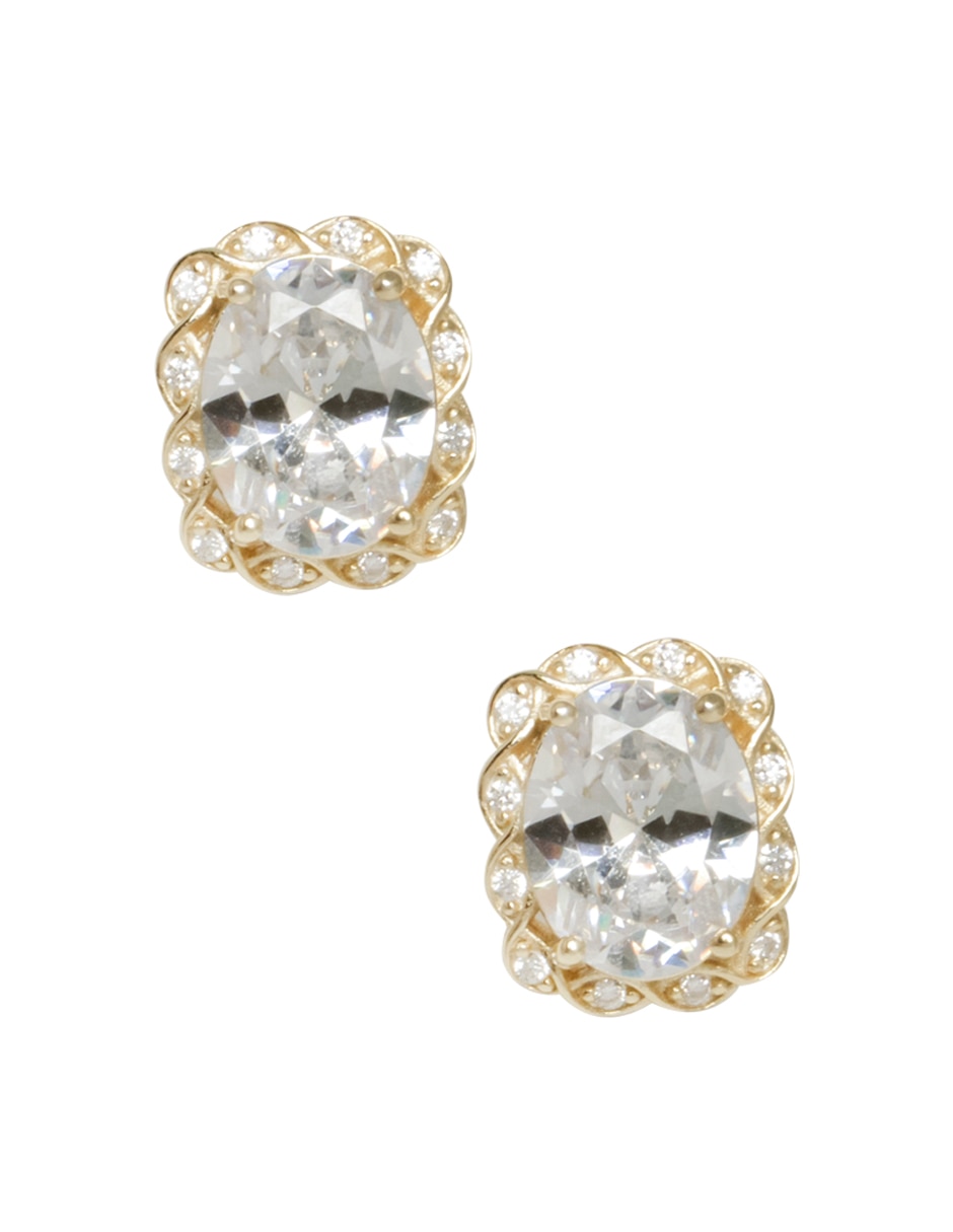 Broqueles ovalada vintage de plata p 925 con acabado liso pavé zirconia