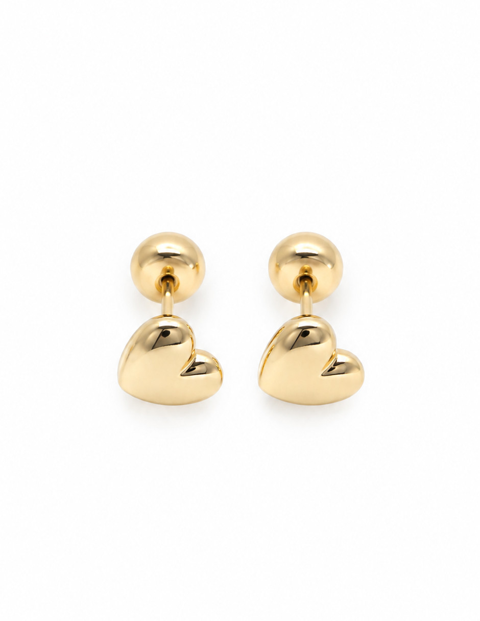 Broqueles de corazón de oro laminado 18 K con acabado liso 2