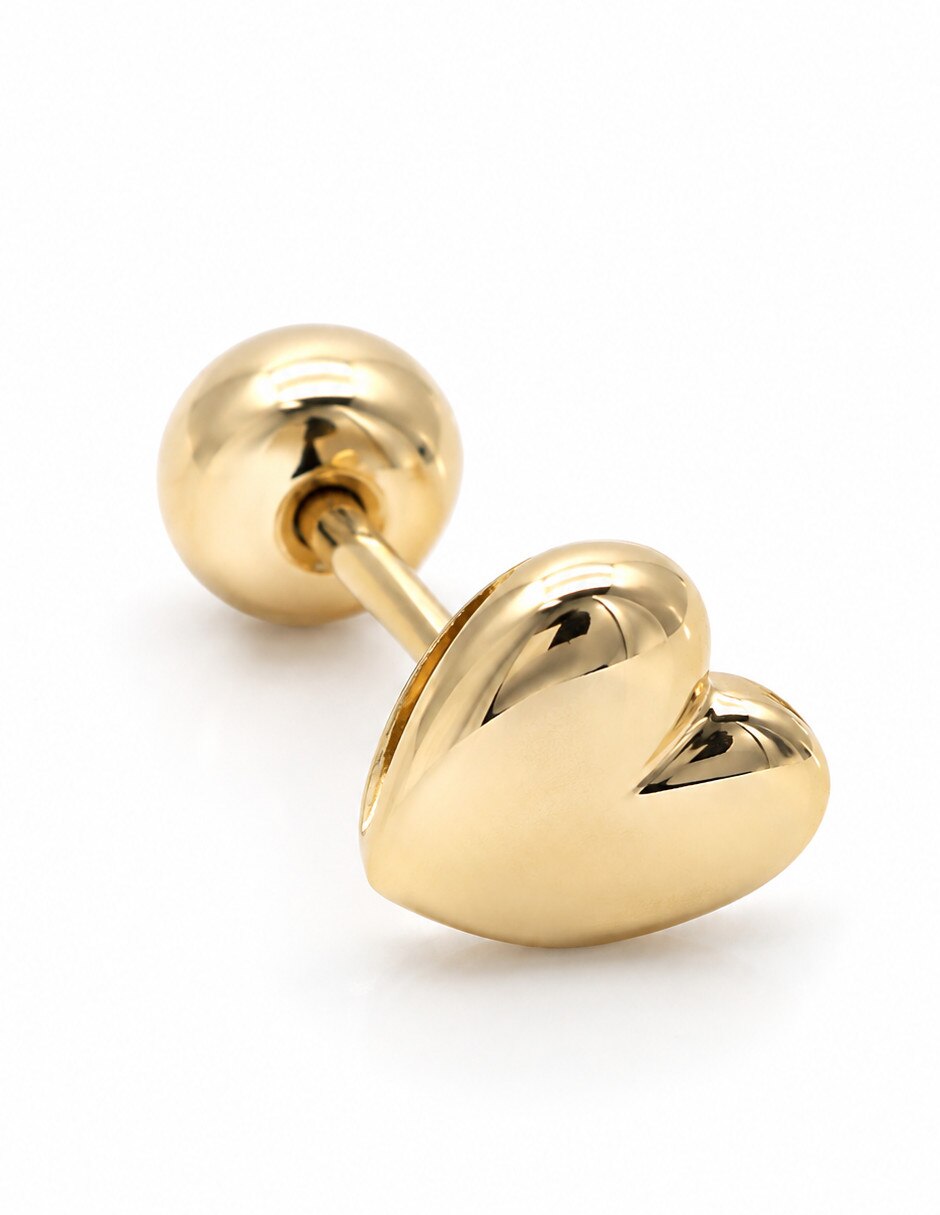 Broqueles de corazón de oro laminado 18 K con acabado liso 3