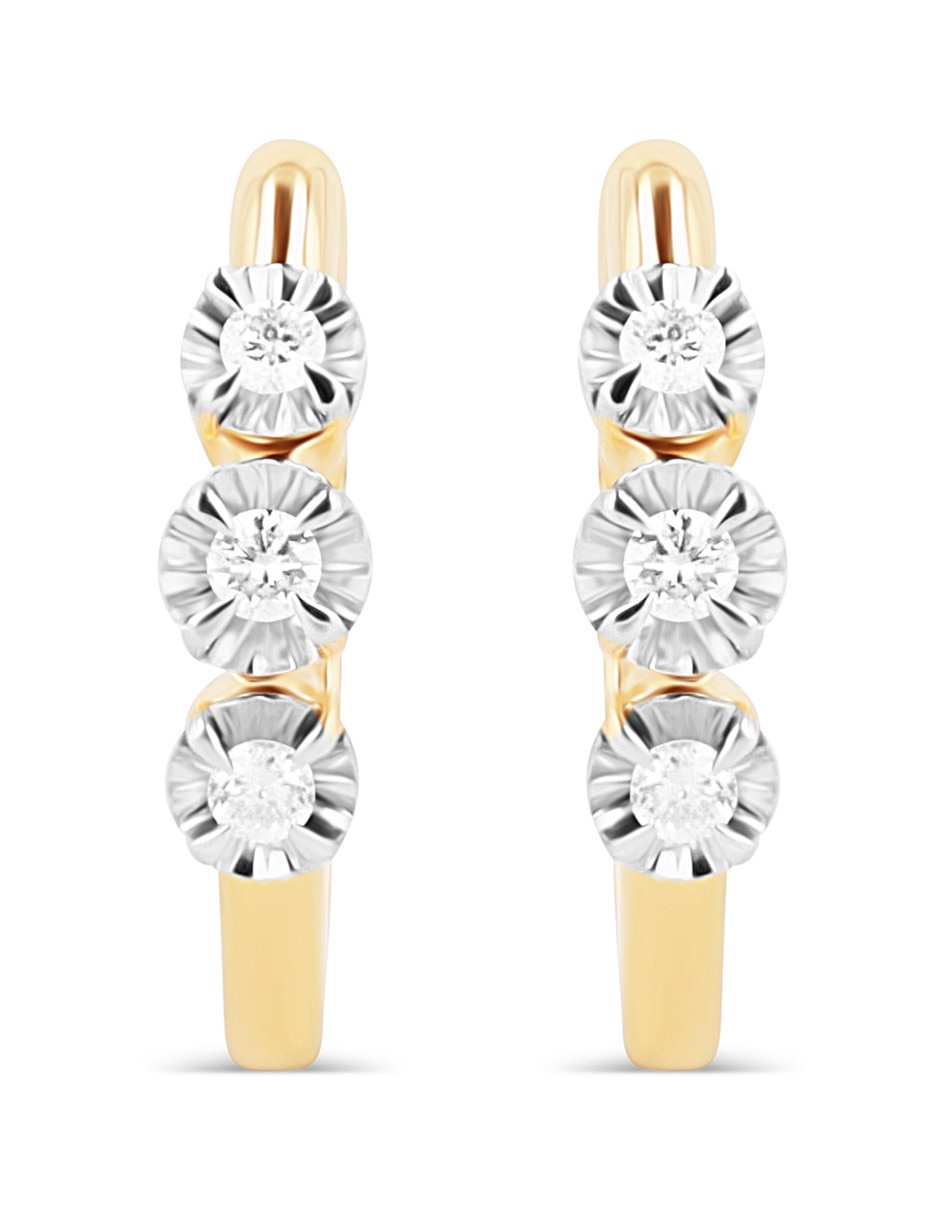 Arracadas de oro amarillo 14 K con acabado brillante diamante