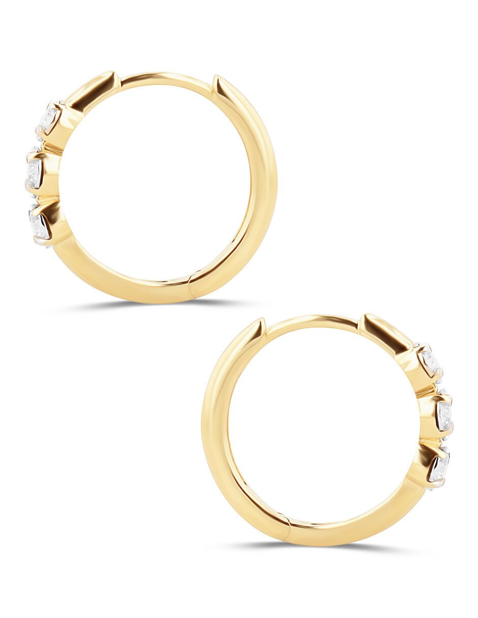 Arracadas de oro amarillo 14 K con acabado brillante diamante 3