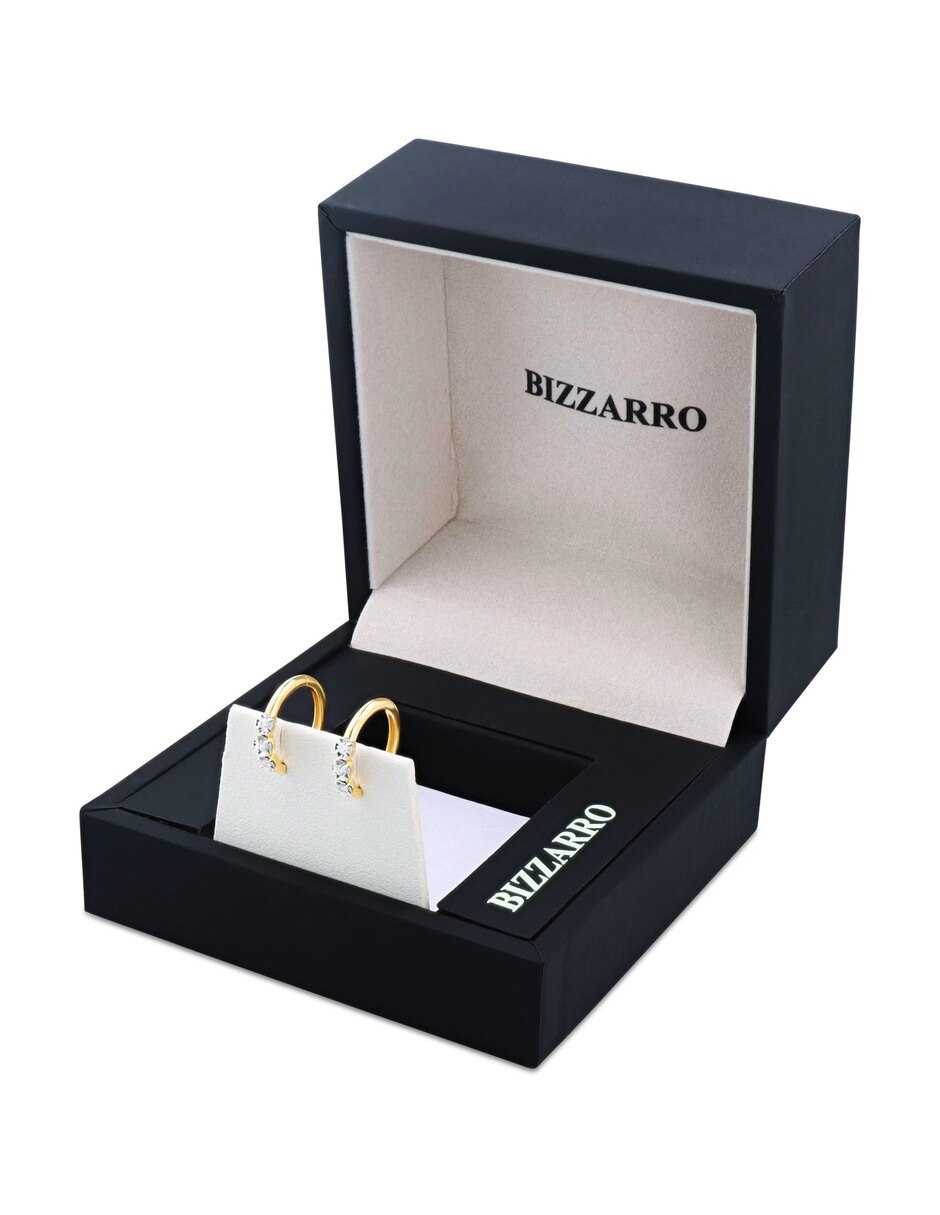 Arracadas de oro amarillo 14 K con acabado brillante diamante 4