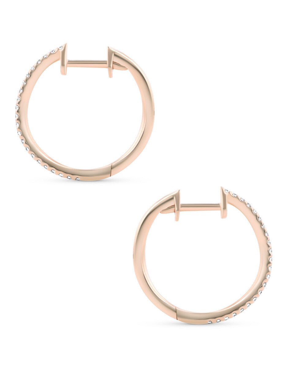 Arracadas de oro rosa 14 K con acabado brillante diamante 3