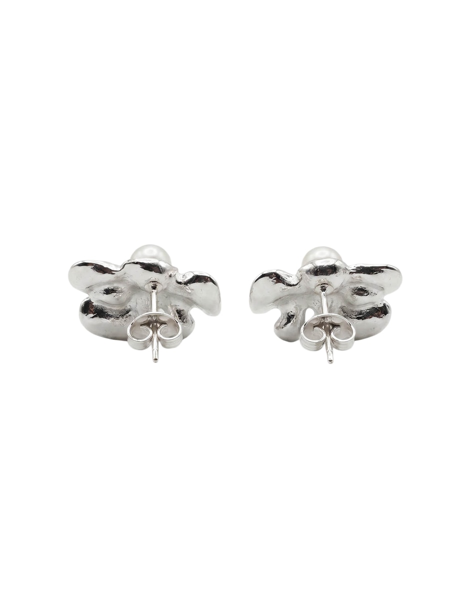 Aretes cortos Mauricio Serrano Jewelry Ondas de Mar de Plata P 925 con acabado brillante perla