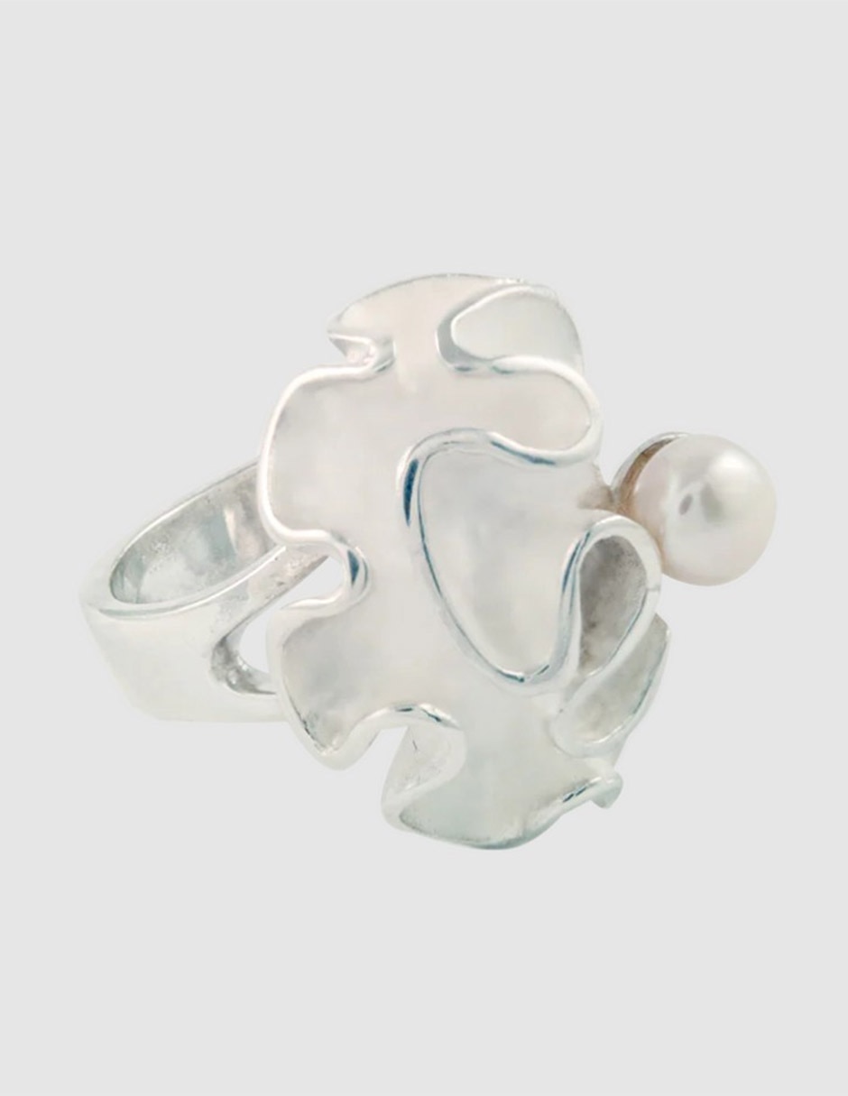 Anillo ondas de mar p 925 de plata perla brillante Anillo ondas de mar p 925 de plata perla brillante