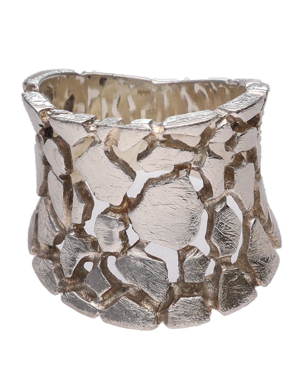 Anillo asimétrico P 925 de plata mate 1
