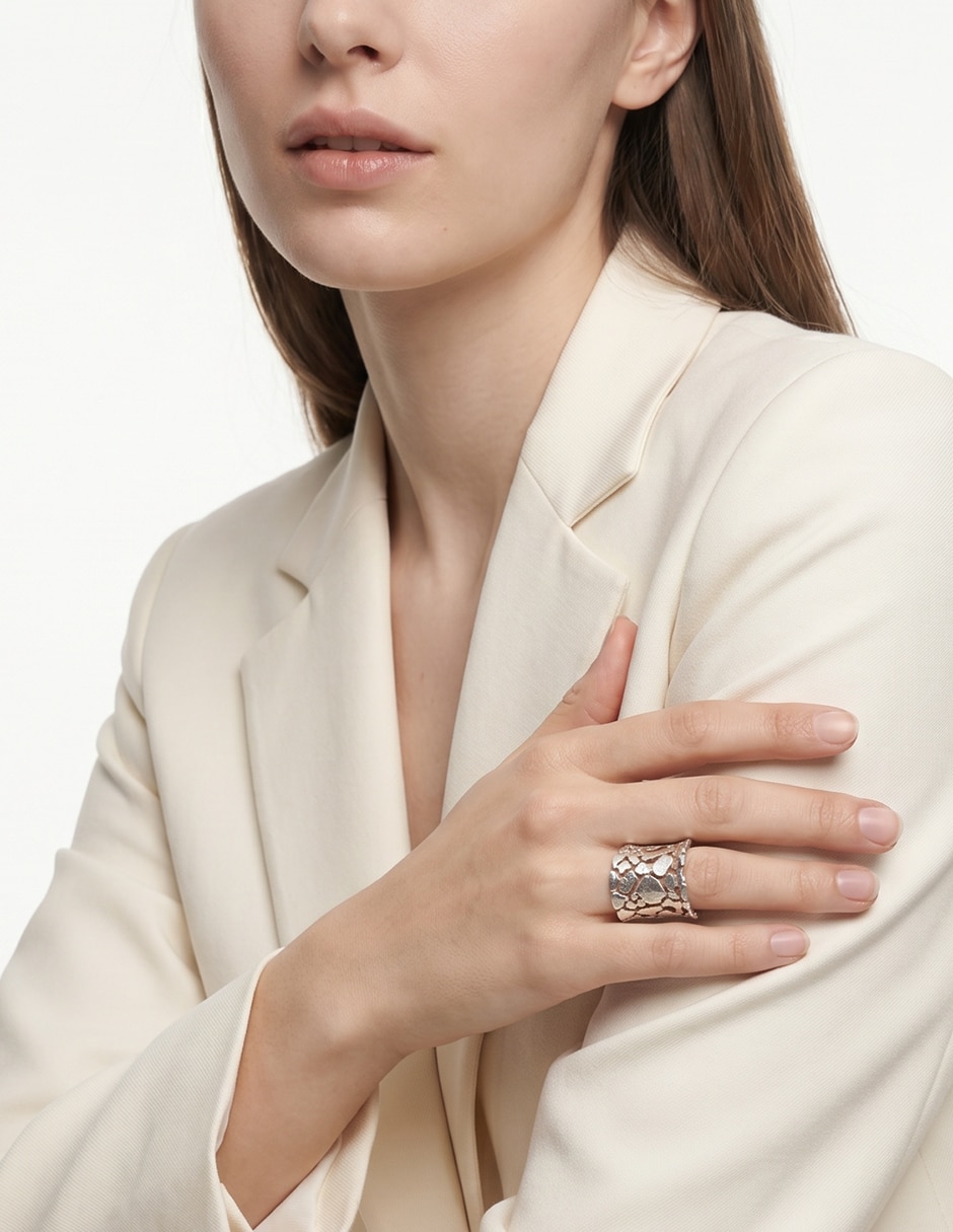 Anillo asimétrico P 925 de plata mate 4