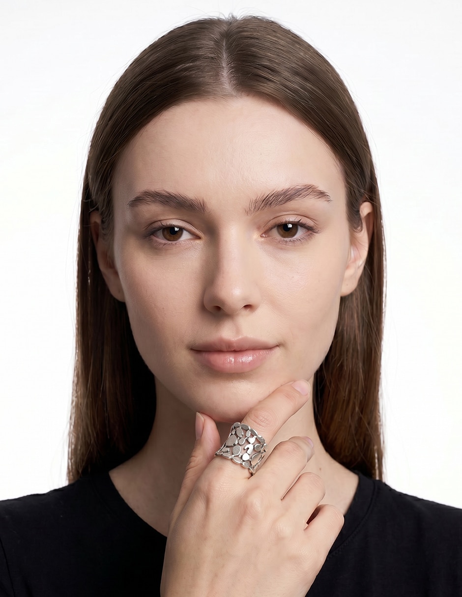 Anillo asimétrico P 925 de plata mate
