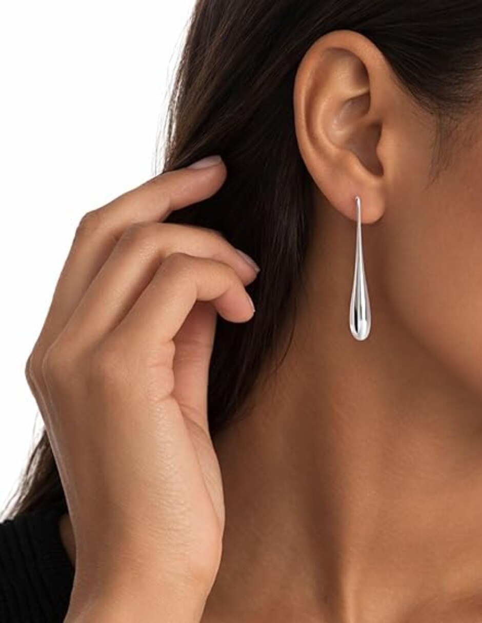 Aretes de gota Teardrop de plata P 925 con acabado pulido 3