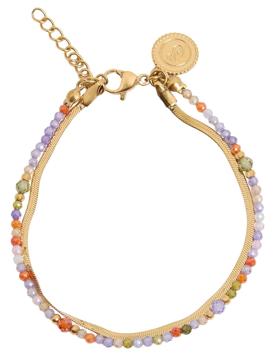 Pulsera con cristal acabado baño de oro 18 k