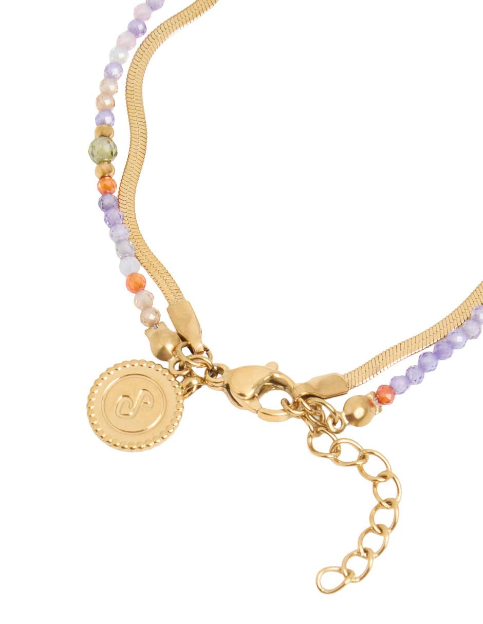 Pulsera con cristal acabado baño de oro 18 k 3