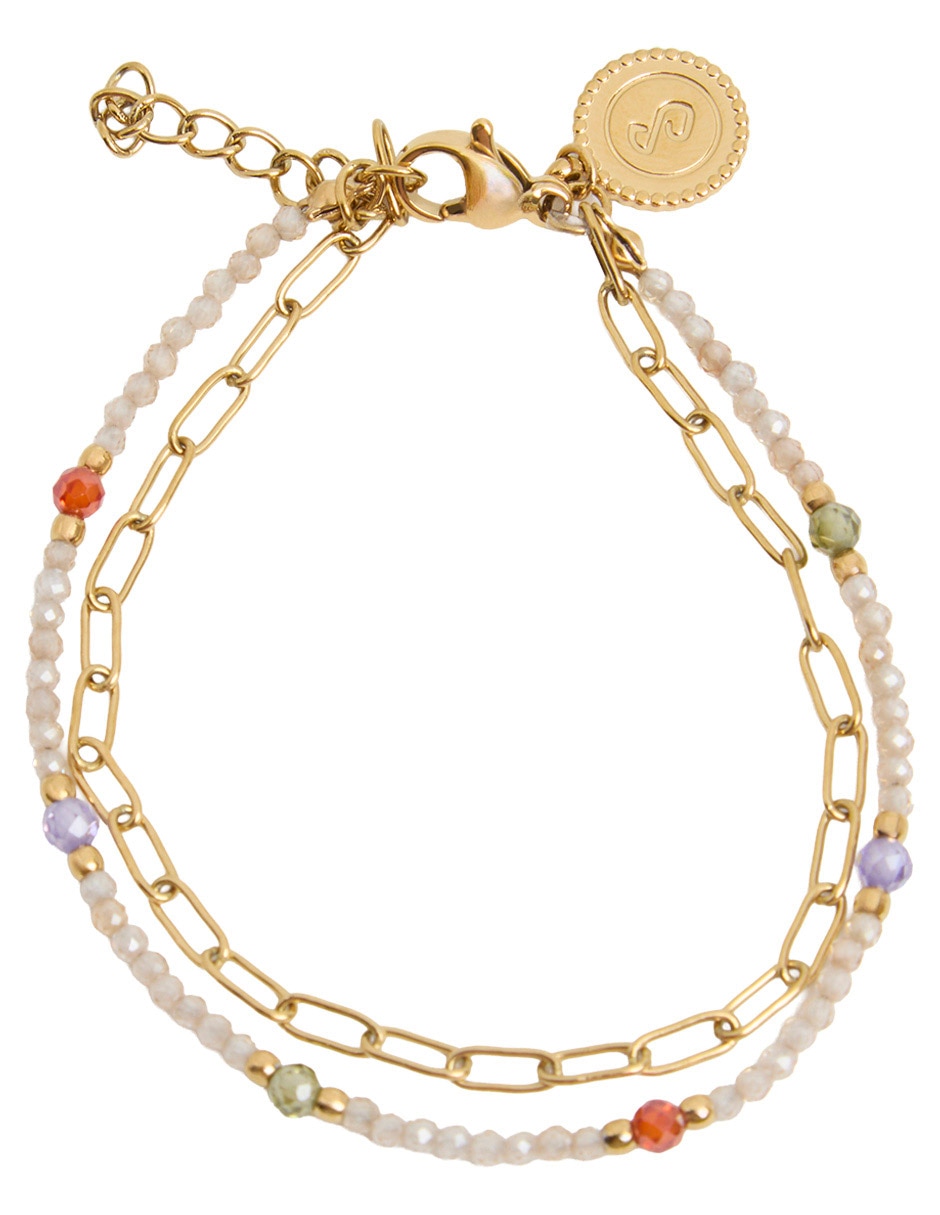 Pulsera con cristal acabado baño de oro 18 k Pulsera con cristal acabado baño de oro 18 k