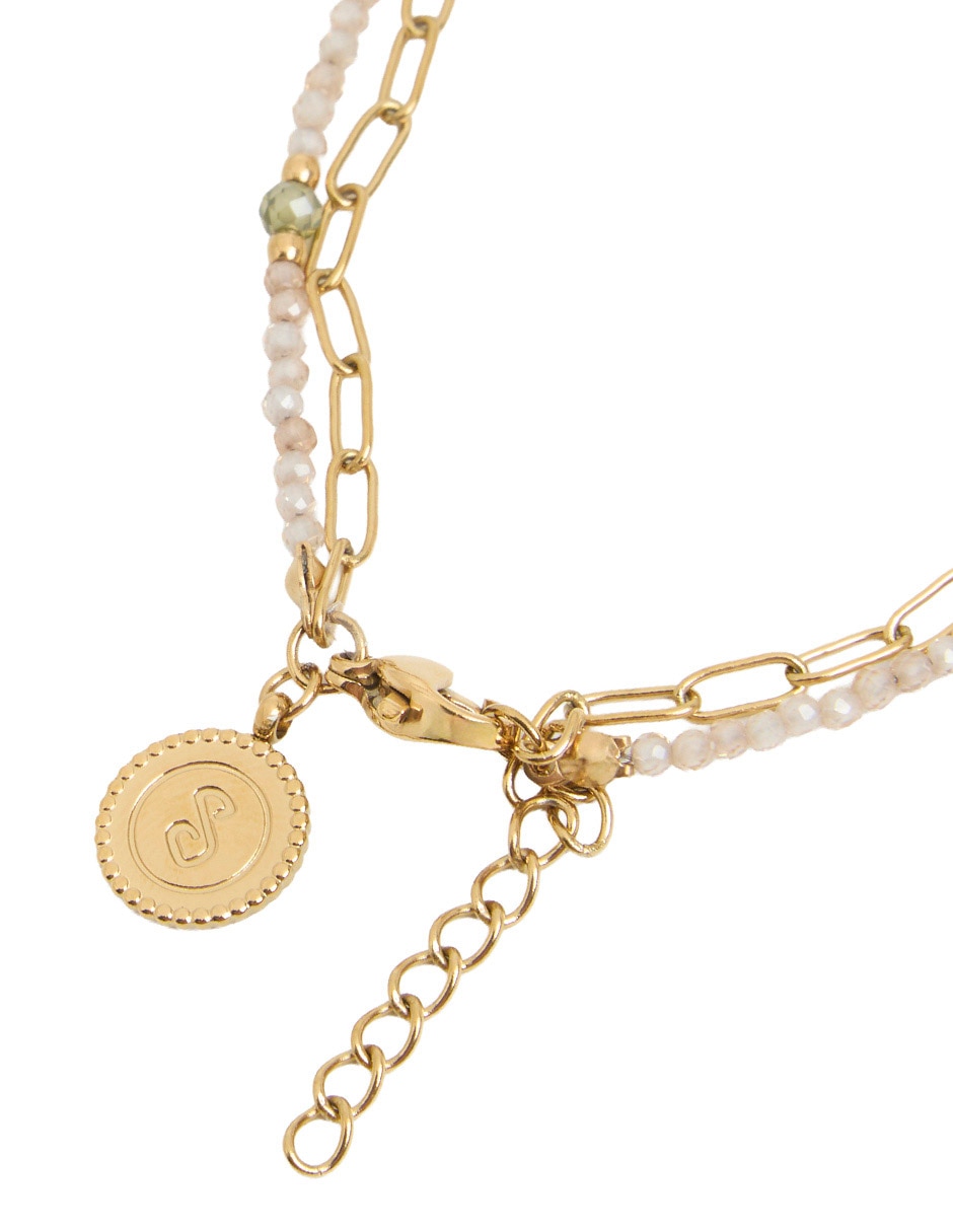 Pulsera con cristal acabado baño de oro 18 k 2