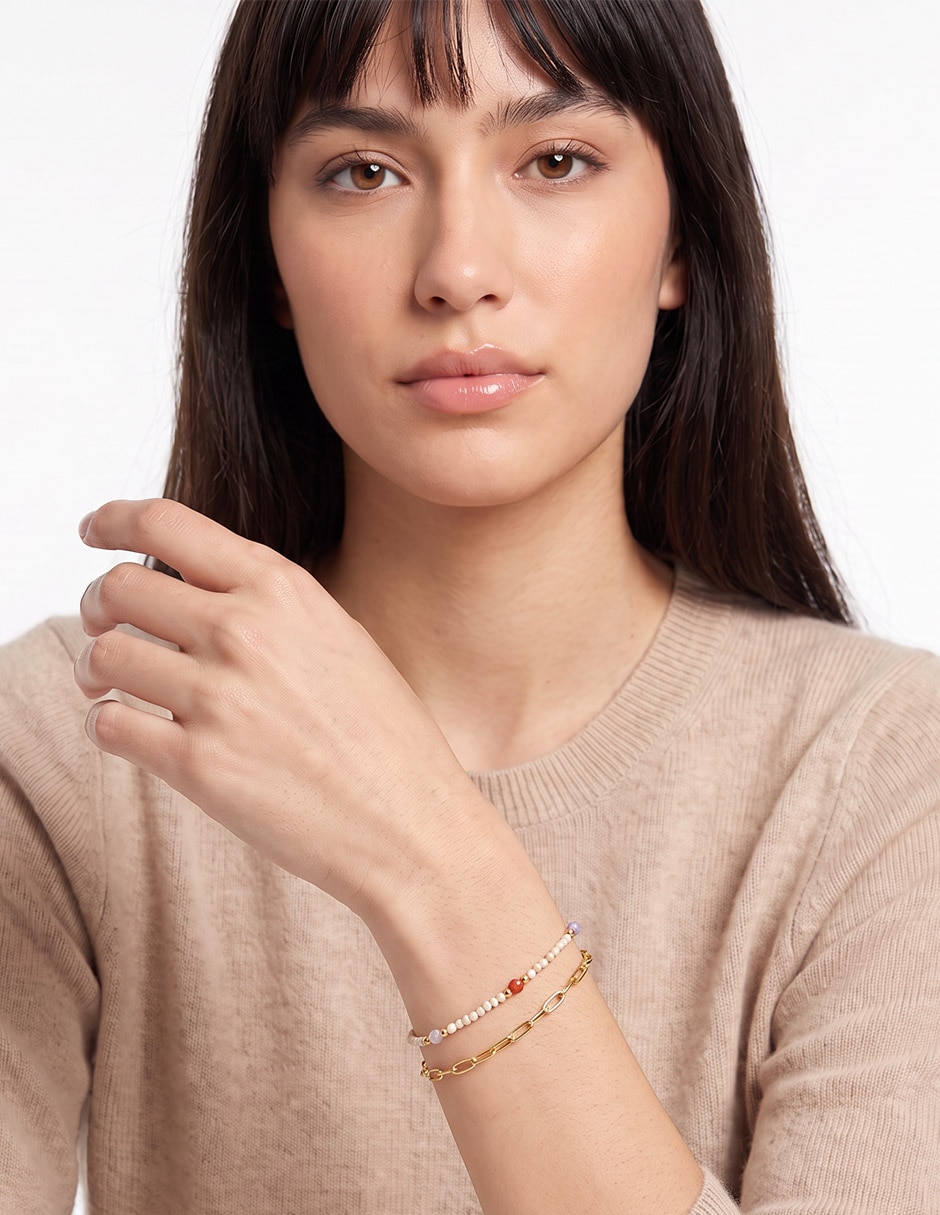 Pulsera con cristal acabado baño de oro 18 k 3
