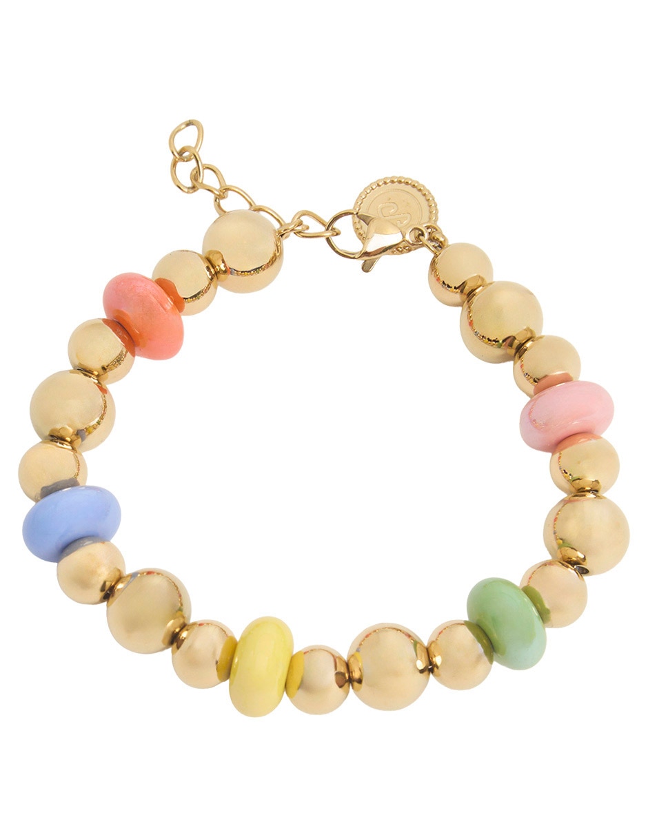 Pulsera con cerámica acabado baño de oro 18 K