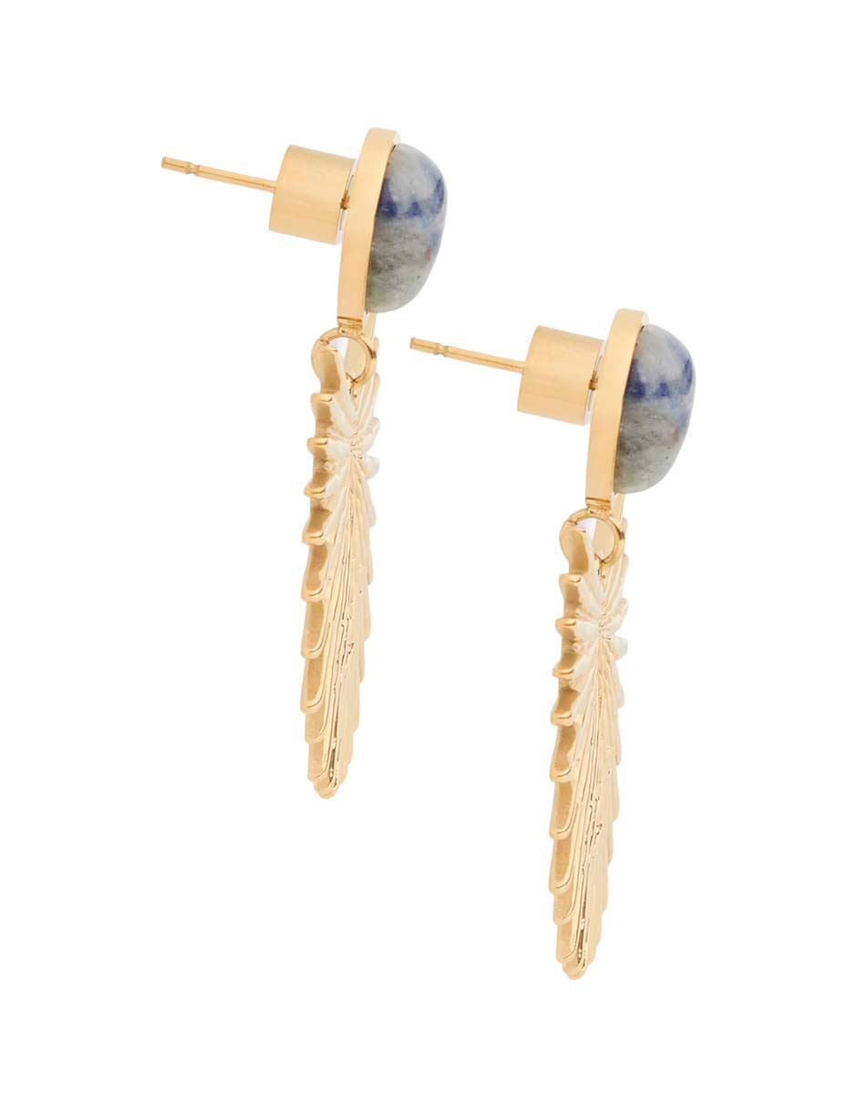 Aretes largos de abanico con acabado baño de oro 18 k 3