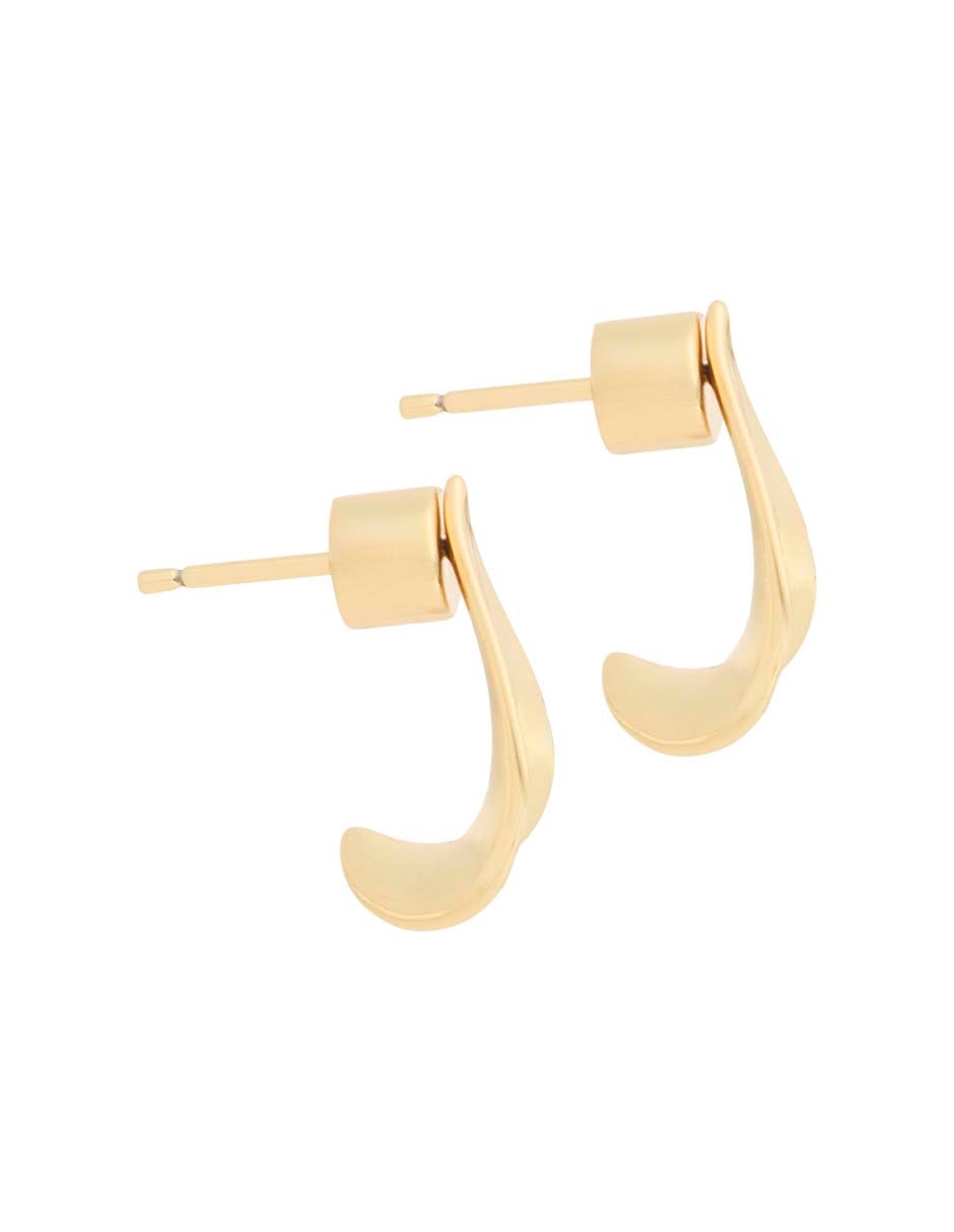 Aretes cortos de hoja 18 k con acabado baño de oro 4