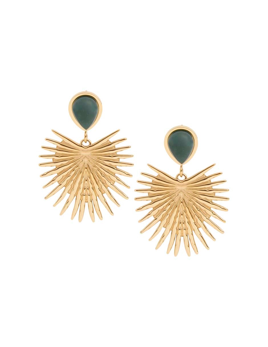 Aretes largos con acabado baño de oro 18 k