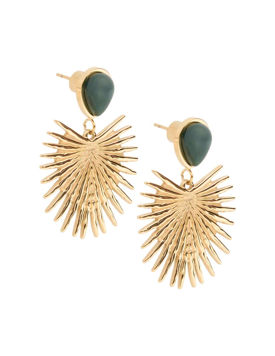 Aretes largos con acabado baño de oro 18 k 4