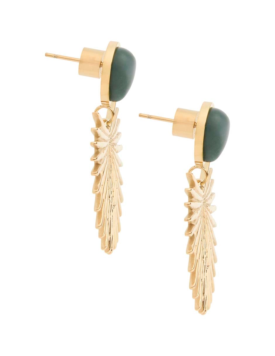 Aretes largos con acabado baño de oro 18 k 3