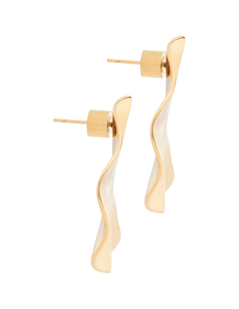 Aretes largos de abanico 18 k con acabado baño de oro 3
