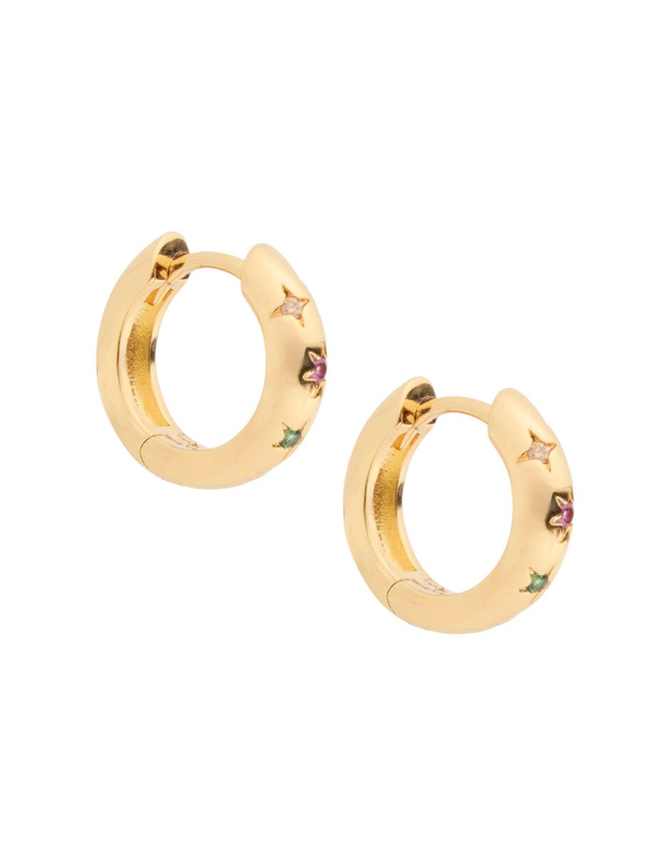 Arracadas huggies con acabado baño de oro 18 K