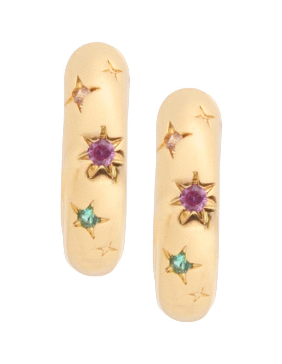 Arracadas huggies con acabado baño de oro 18 K 2