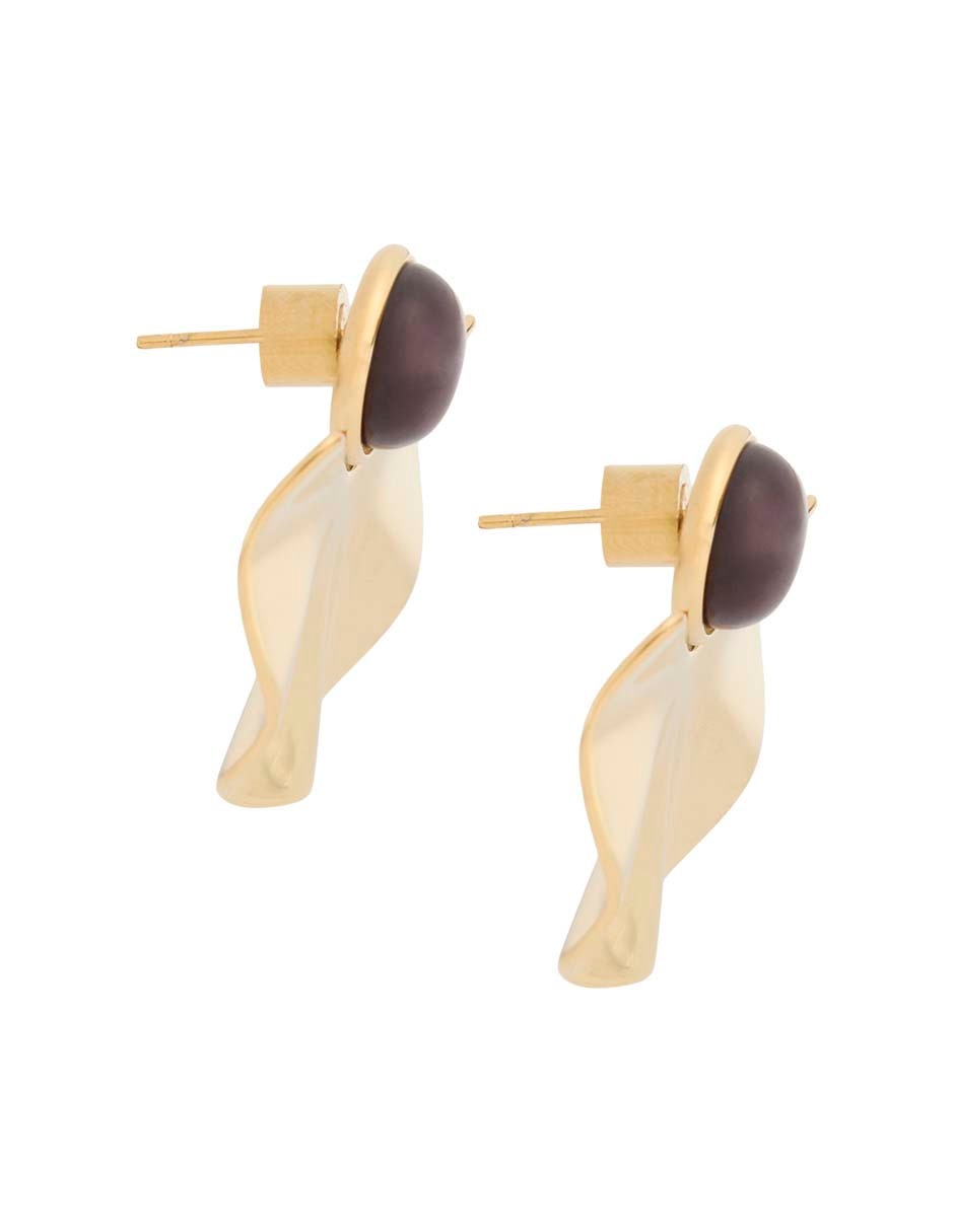Aretes cortos de abanico con acabado baño de oro 18 K 4