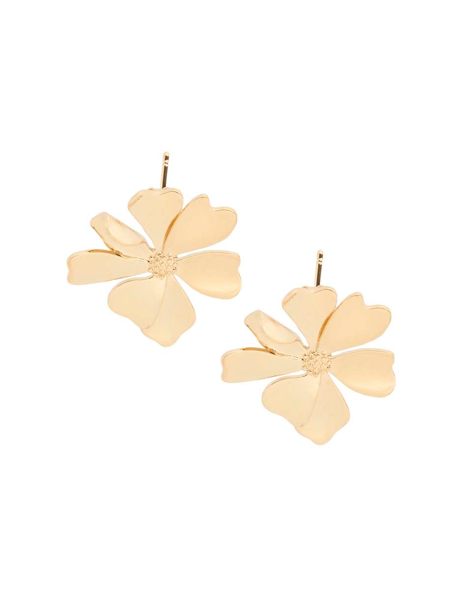 Aretes cortos de flor Flower Spring con acabado baño de oro 18 K Aretes cortos de flor Flower Spring con acabado baño de oro 18 K