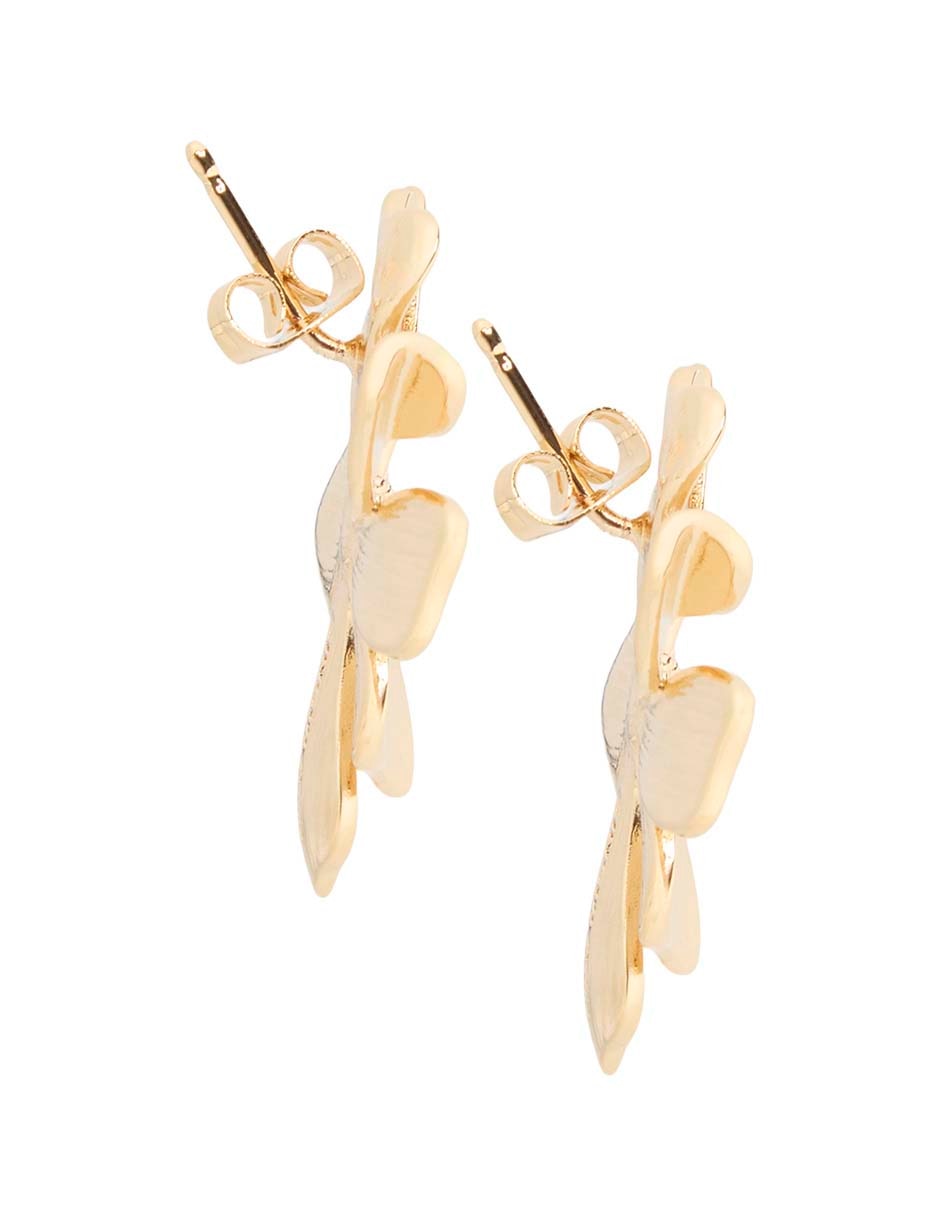 Aretes cortos de flor Flower Spring con acabado baño de oro 18 K 4
