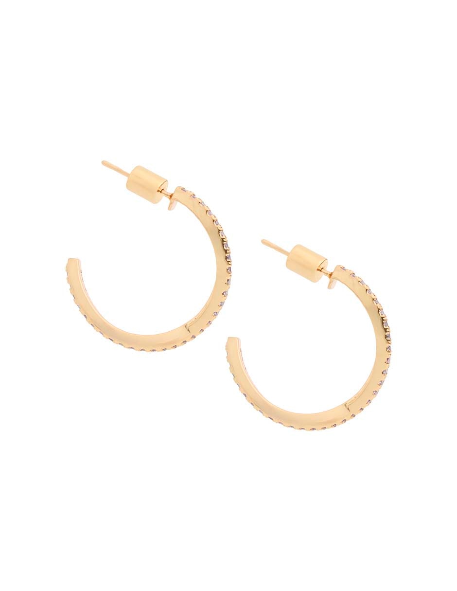 Aretes de aros con acabado baño de oro 18 k