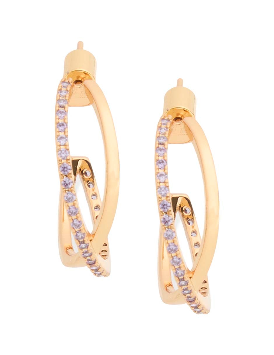 Aretes de aros con acabado baño de oro 18 k 3