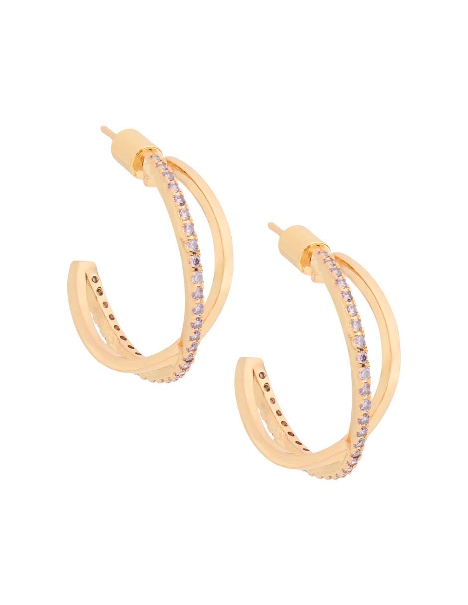Aretes de aros con acabado baño de oro 18 k 4