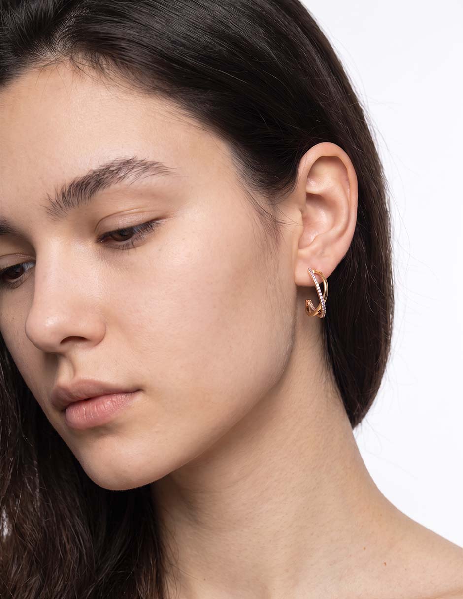 Aretes de aros con acabado baño de oro 18 k 2