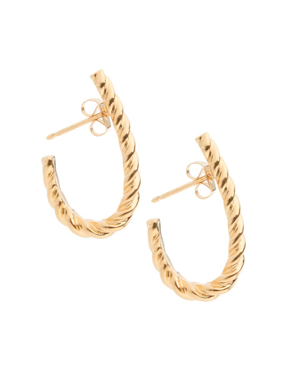 Aretes largo con acabado baño de oro 18 k