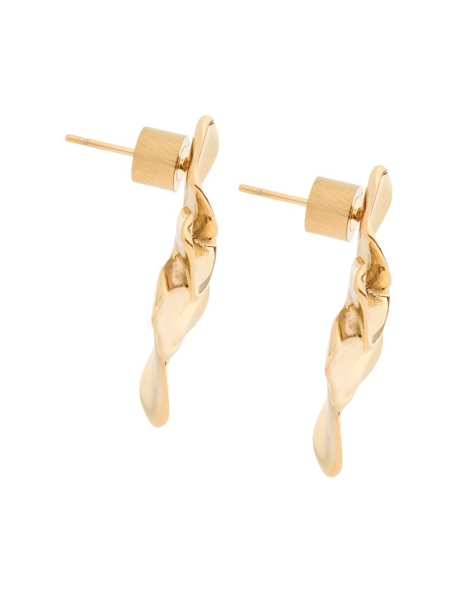 Aretes cortos de flor con acabado baño de oro 18 K 4