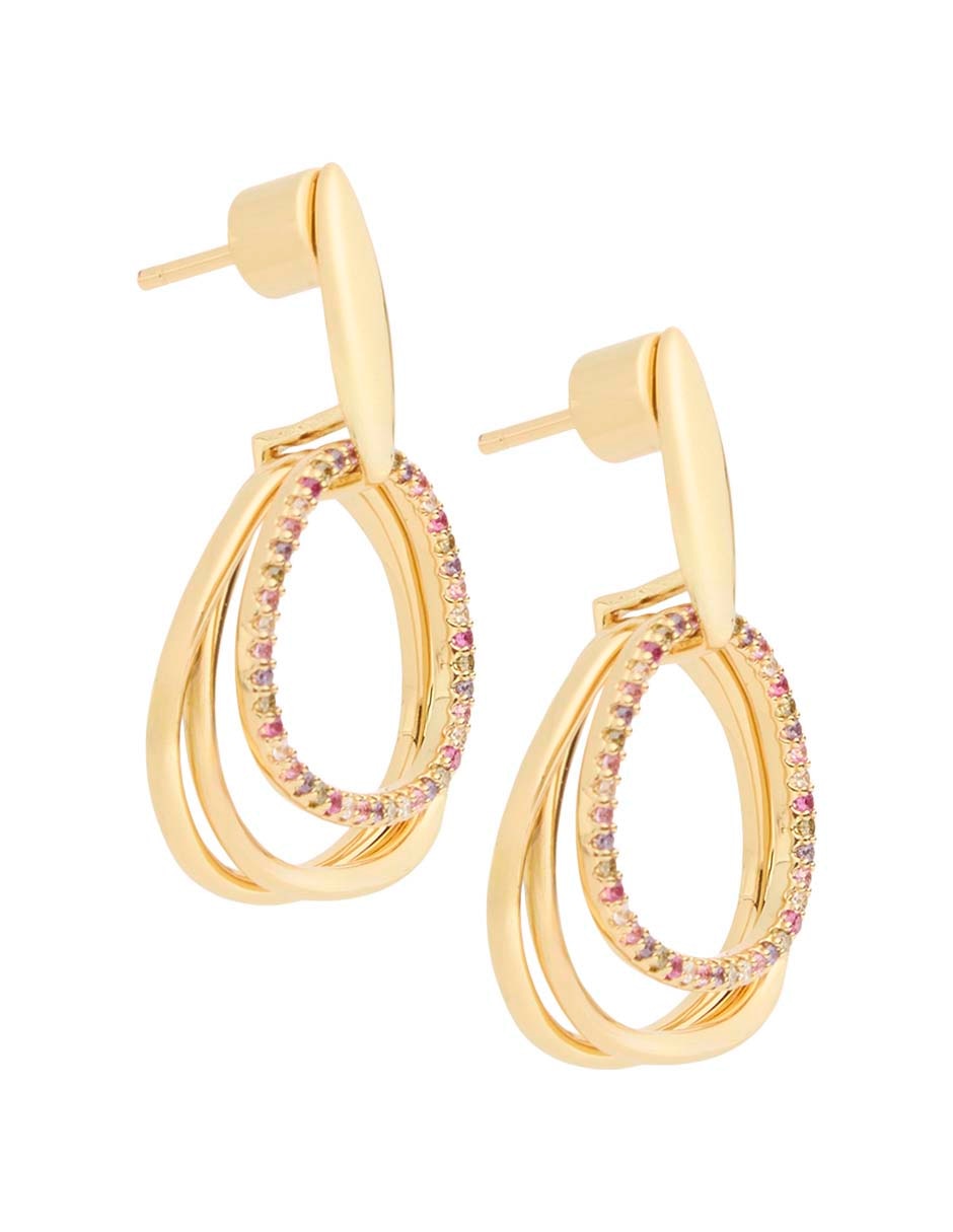 Aretes largos de baño de oro 18 k con acabado brillante 4
