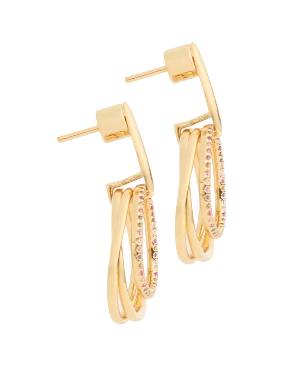 Aretes largos de baño de oro 18 k con acabado brillante 3