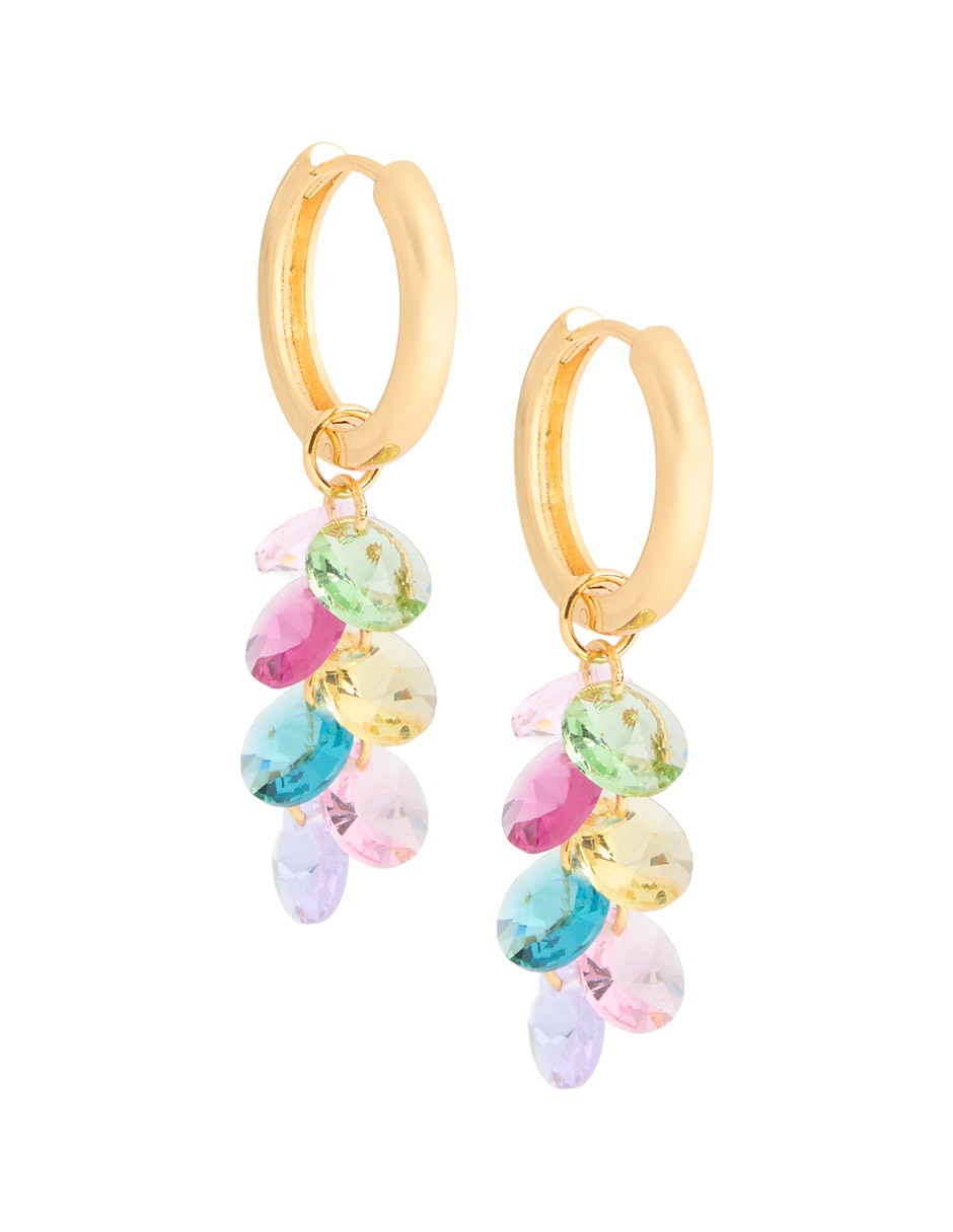 Aretes largos con acabado baño de oro 18 K Aretes largos con acabado baño de oro 18 K