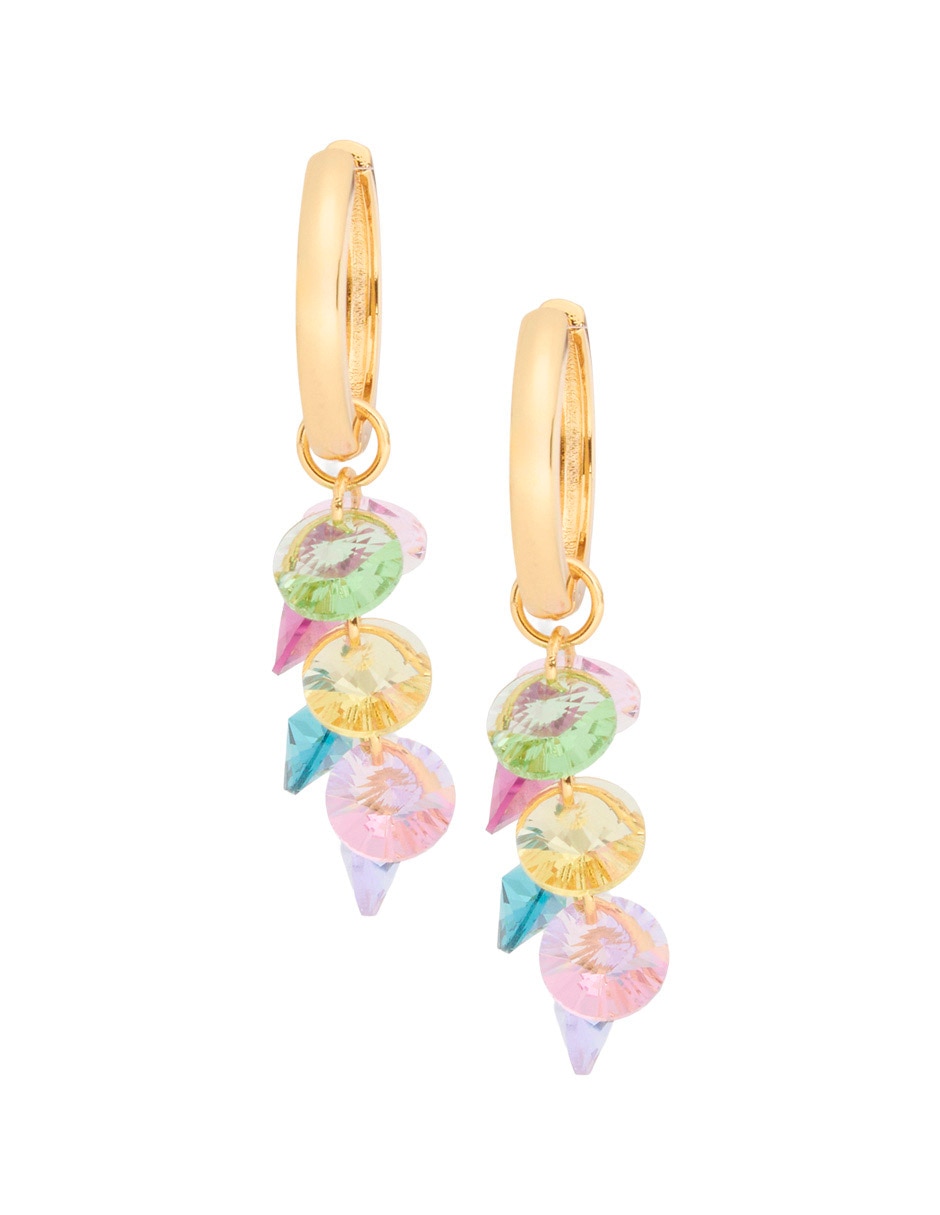 Aretes largos con acabado baño de oro 18 K 4