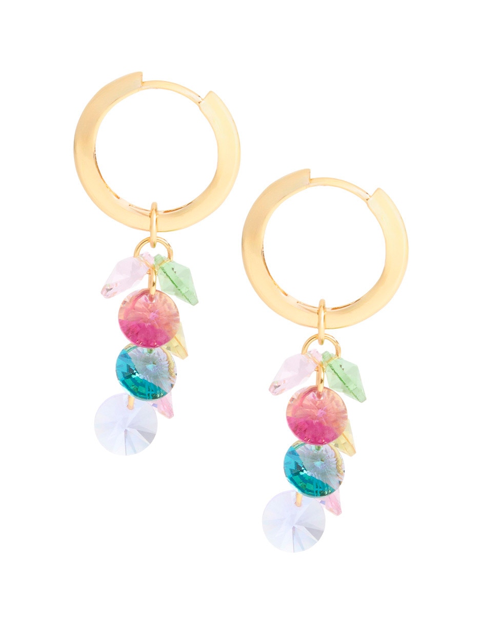 Aretes largos con acabado baño de oro 18 K 3