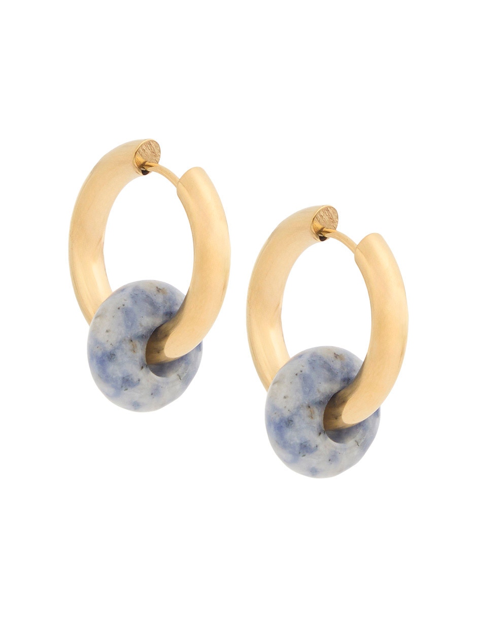 Aretes cortos de flor con acabado baño de oro 18 K 2