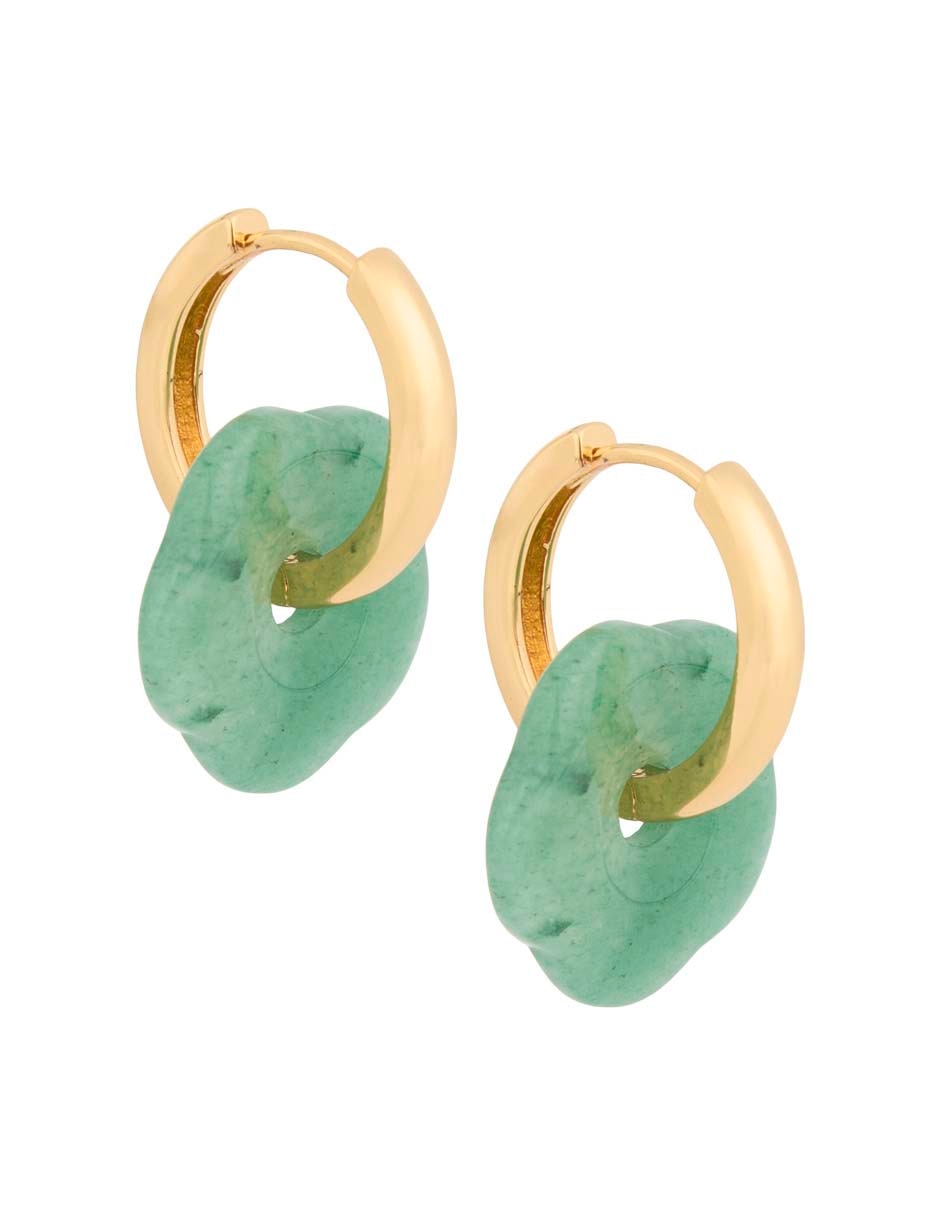 Aretes cortos de flor con acabado baño de oro 18 k 3