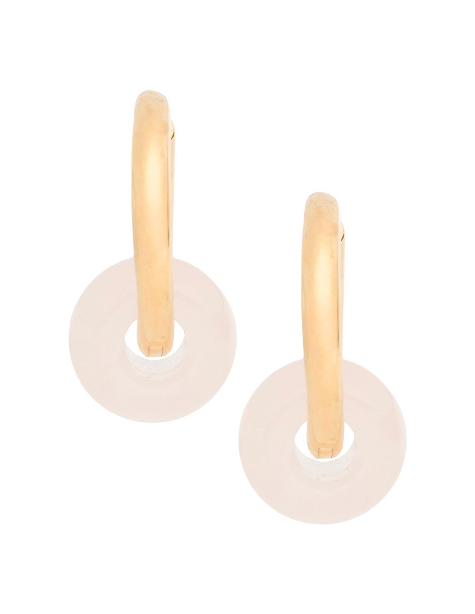 Aretes cortos de flor con acabado baño de oro 18 K
