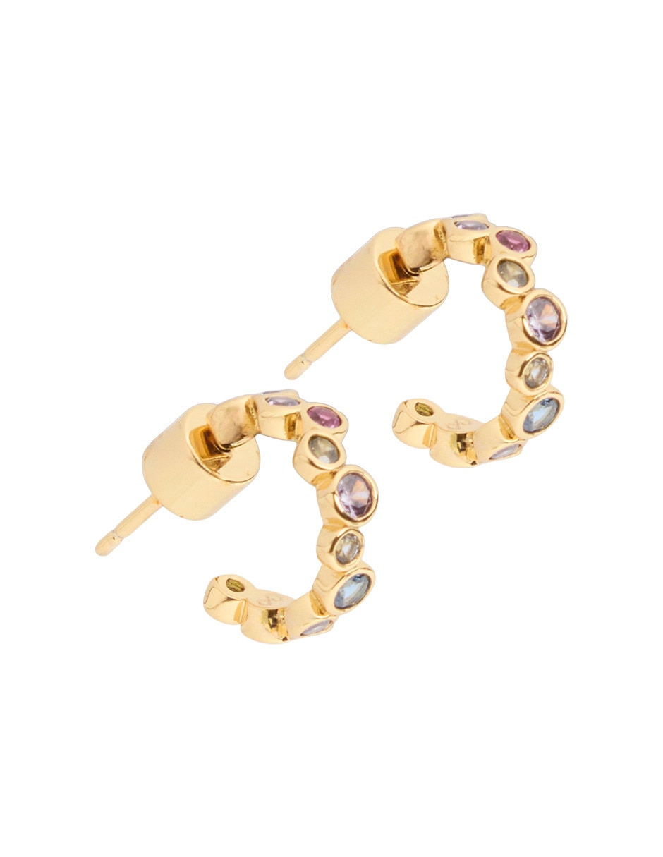 Arete corto circular de baño de oro 18 k con acabado brillante 4