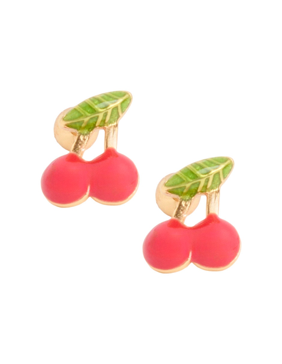 Broqueles de cereza de plata con acabado baño de oro 18 K Broqueles de cereza de plata con acabado baño de oro 18 K